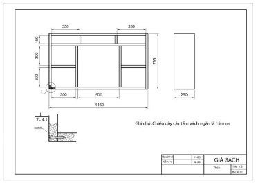 Công nghệ 10, Bản vẽ giá học sinh